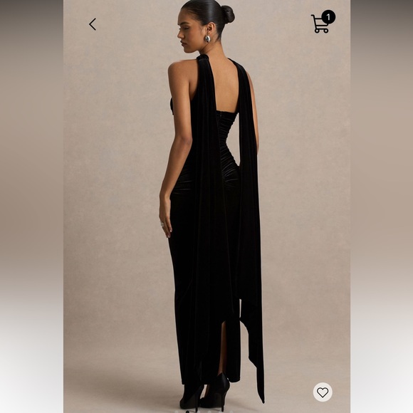 CLUB LONDON VELVET Black Evening Gown - Picture 2 of 3